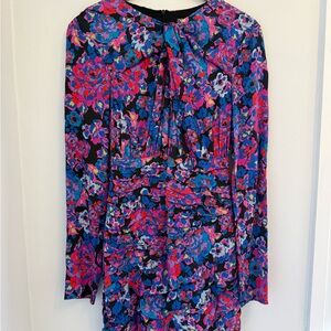 Zara Floral Long Sleeve Dress in Black, Blue, Pink, Red